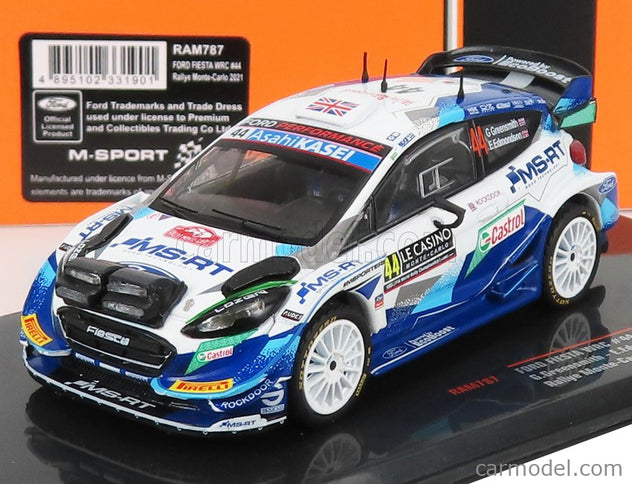 Ford Fiesta WRC N°44 Rally Montecarlo 2021 G.Greensmith - E.Edmondson 1:43 IXO Models modrá biela