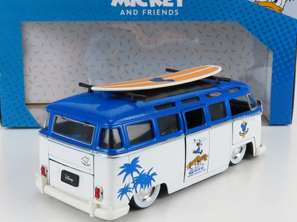 VOLKSWAGEN | T1 SAMBA MINIBUS 1962 - WITH TOPOLINO MICKEY MOUSE FIGURE - WALT DISNEY | WHITE BLUE