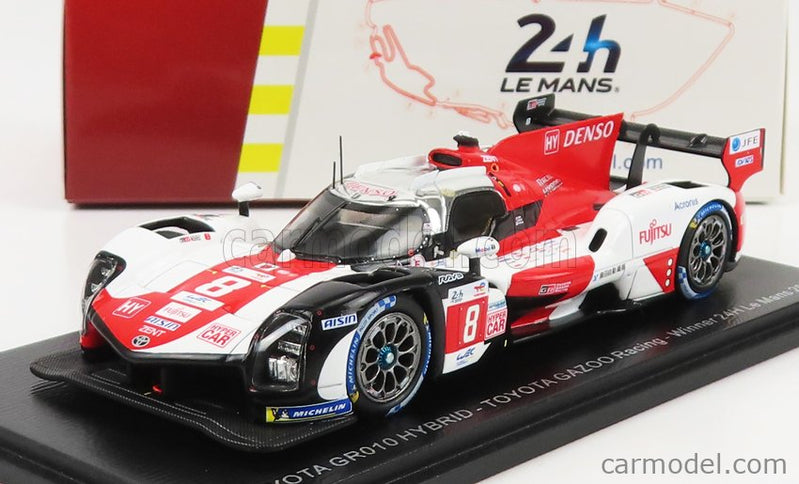 Toyota GR010 3.5L Turbo Hybrid V6 Team Toyota Gazoo Racing N°8 Víťaz 24h Le Mans 2022 S.Buemi - B.Hartley - R.Hirakawa 1:43 Spark Model biela červená sivá