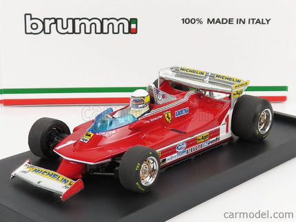 Ferrari F1 312T5 N°1 Monaco GP 1980 Jody Scheckter - With Driver Figúrka 1:43 Brumm červená