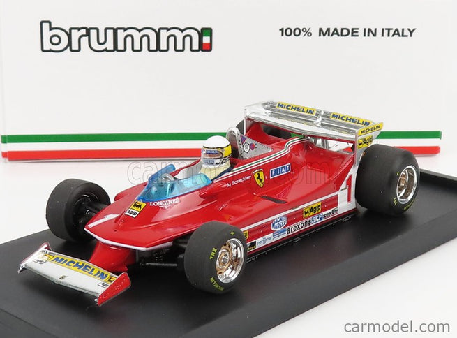 Ferrari F1 312T5 N°1 Monaco GP 1980 Jody Scheckter - With Driver Figúrka 1:43 Brumm červená