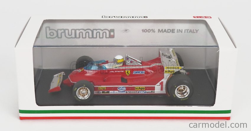 Ferrari F1 312T5 N°1 Monaco GP 1980 Jody Scheckter - With Driver Figúrka 1:43 Brumm červená