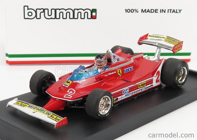 Ferrari F1 312T5 N°2 Brazilian GP 1980 Gilles Villeneuve - With Driver Figúrka 1:43 Brumm červená