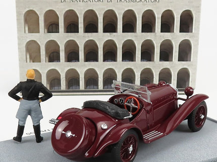 ALFA ROMEO 1750GS Spider With Mussolini Figúrka - Palazzo Della Civilta' Italiana Roma 1940 1:43 Brumm bordó