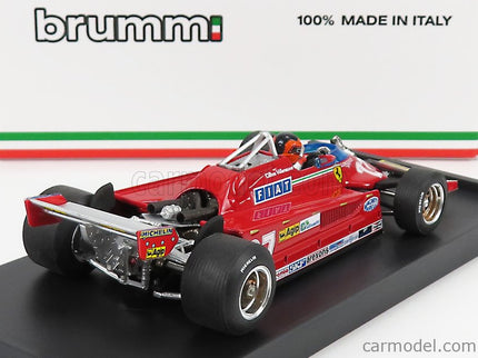 Ferrari F1 126CK Turbo N°27 GP Canada Montreal 1981 Alettone Danneggiato Dal Giro (lap) 39 AL 54 Gilles Villeneuve - With Driver Figúrka 1:43 Brumm červená