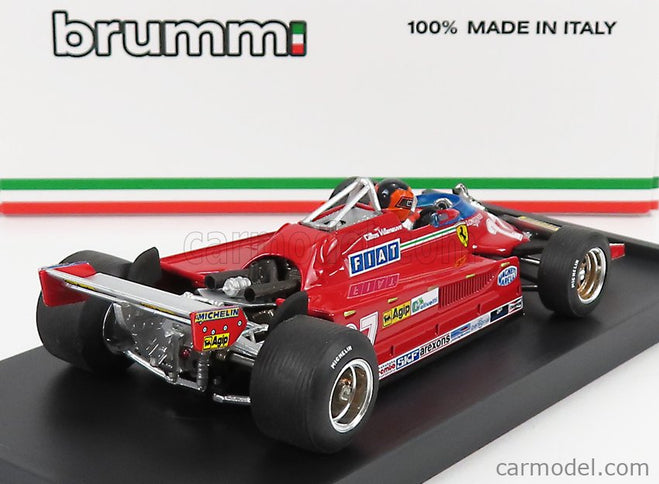 Ferrari F1 126CK Turbo N°27 GP Canada Montreal 1981 Alettone Danneggiato Dal Giro (lap) 39 AL 54 Gilles Villeneuve - With Driver Figúrka 1:43 Brumm červená