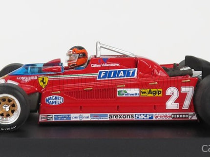 Ferrari F1 126CK Turbo N°27 GP Canada Montreal 1981 Alettone Danneggiato Dal Giro (lap) 39 AL 54 Gilles Villeneuve - With Driver Figúrka 1:43 Brumm červená