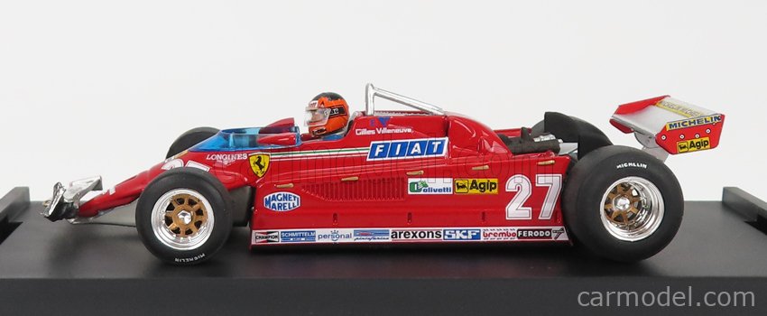 Ferrari F1 126CK Turbo N°27 GP Canada Montreal 1981 Alettone Danneggiato Dal Giro (lap) 39 AL 54 Gilles Villeneuve - With Driver Figúrka 1:43 Brumm červená