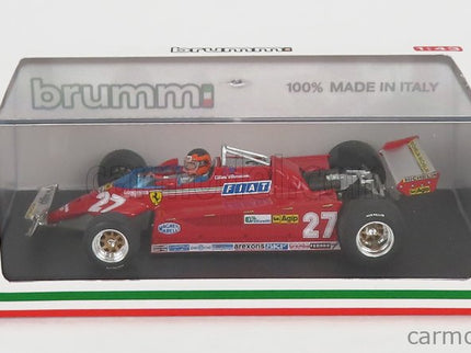 Ferrari F1 126CK Turbo N°27 GP Canada Montreal 1981 Alettone Danneggiato Dal Giro (lap) 39 AL 54 Gilles Villeneuve - With Driver Figúrka 1:43 Brumm červená