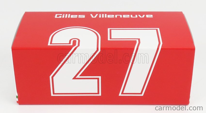Ferrari F1 126CK Turbo N°27 GP Canada Montreal 1981 Alettone Danneggiato Dal Giro (lap) 39 AL 54 Gilles Villeneuve - With Driver Figúrka 1:43 Brumm červená
