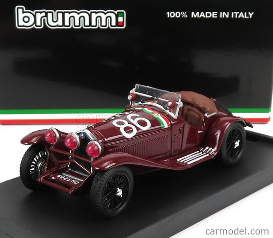 ALFA ROMEO 1750 GS Spider N°86 3. Miesto Mille Miglia 1930 G.Camapari - A.Marinoni 1:43 Brumm bordó