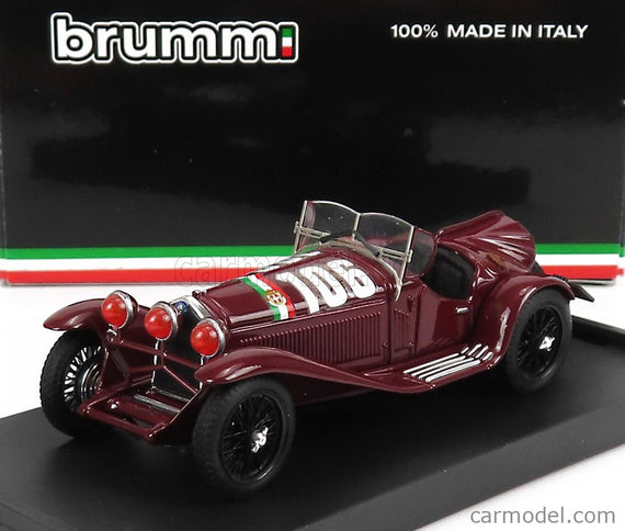 ALFA ROMEO 2300 Spider N°106 Víťaz Mille Miglia 1932 B.Borzacchini - A.Bignami 1:43 Brumm bordó