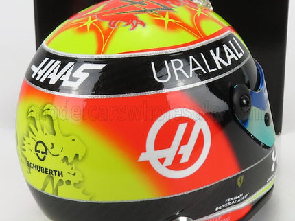 SCHUBERTH HELMET | F1 CASCO HELMET VF-21 TEAM URALKALI N 47 BRITISH SILVERSTONE GP 2021 MICK SCHUMACHER | GREEN RED BLACK YELLOW