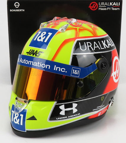 SCHUBERTH HELMET | F1 CASCO HELMET VF-21 TEAM URALKALI N 47 BRITISH SILVERSTONE GP 2021 MICK SCHUMACHER | GREEN RED BLACK YELLOW