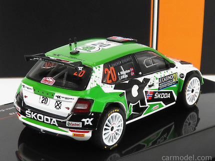 Skoda Fabia RALLY2 EVO N°20 Rally Montecarlo 2022 A.Mikkelsen - E.Torstein 1:43 IXO Models zelená biela čierna