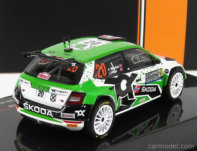 Skoda Fabia RALLY2 EVO N°20 Rally Montecarlo 2022 A.Mikkelsen - E.Torstein 1:43 IXO Models zelená biela čierna