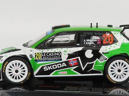 Skoda Fabia RALLY2 EVO N°20 Rally Montecarlo 2022 A.Mikkelsen - E.Torstein 1:43 IXO Models zelená biela čierna