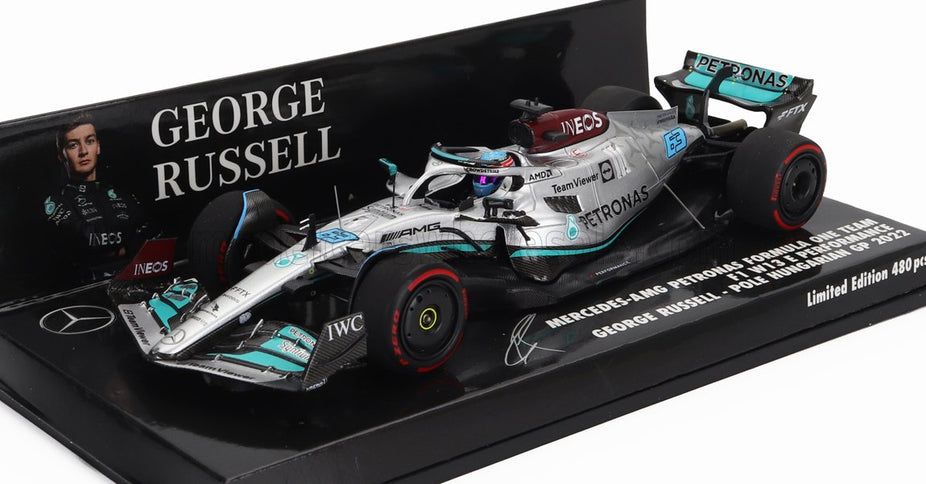 MERCEDES GP | F1 W13E TEAM MERCEDES-AMG PETRONAS F1 N 63 POLE POSITION HUNGARIAN GP 2022 GEORGE RUSSELL | SILVER GREEN