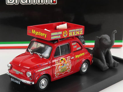 Fiat 500R Veicolo Pubblicitario 1972 - Circo Circus Herman Renz Olanda With Two Elefants Figúrky - Mystery 2008 1:43 Brumm červená