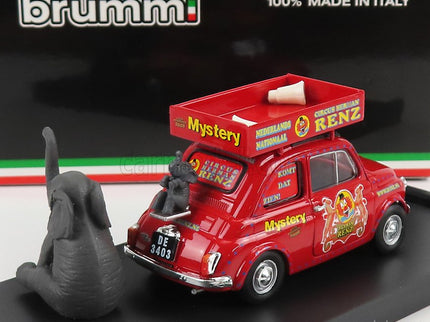 Fiat 500R Veicolo Pubblicitario 1972 - Circo Circus Herman Renz Olanda With Two Elefants Figúrky - Mystery 2008 1:43 Brumm červená