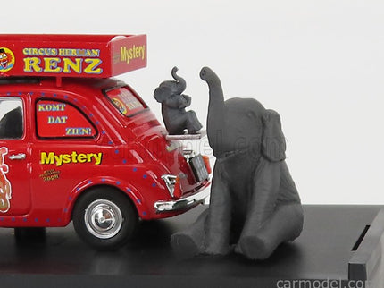 Fiat 500R Veicolo Pubblicitario 1972 - Circo Circus Herman Renz Olanda With Two Elefants Figúrky - Mystery 2008 1:43 Brumm červená