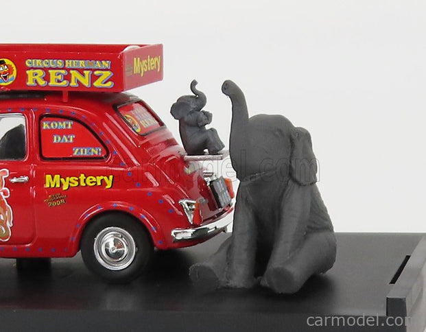 Fiat 500R Veicolo Pubblicitario 1972 - Circo Circus Herman Renz Olanda With Two Elefants Figúrky - Mystery 2008 1:43 Brumm červená