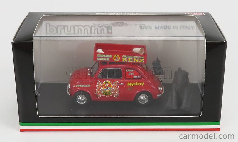Fiat 500R Veicolo Pubblicitario 1972 - Circo Circus Herman Renz Olanda With Two Elefants Figúrky - Mystery 2008 1:43 Brumm červená