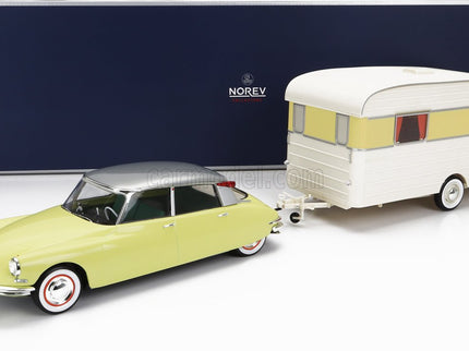 Citroen DS19 With Roulotte 1960 1:18 Norev žltá biela