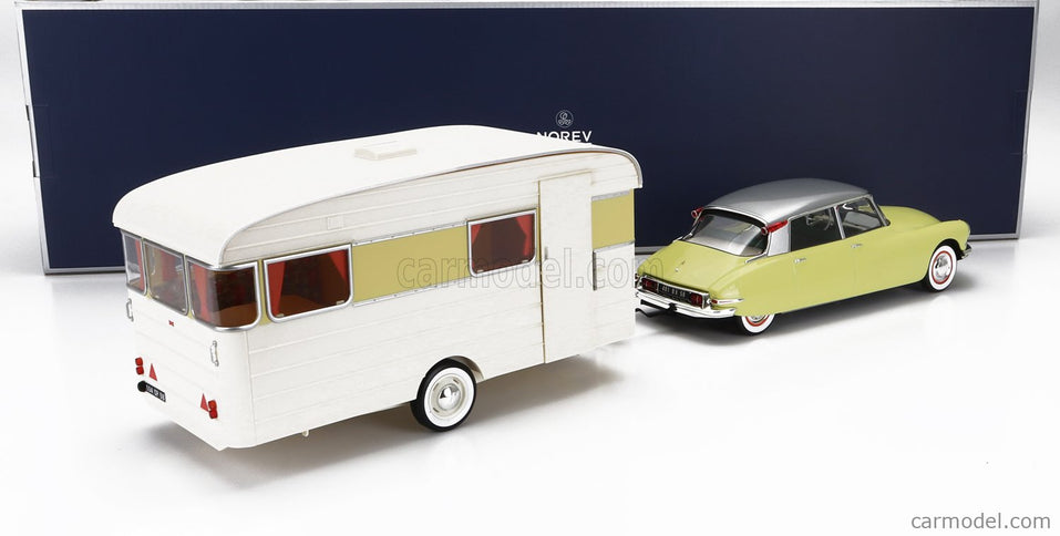 Citroen DS19 With Roulotte 1960 1:18 Norev žltá biela