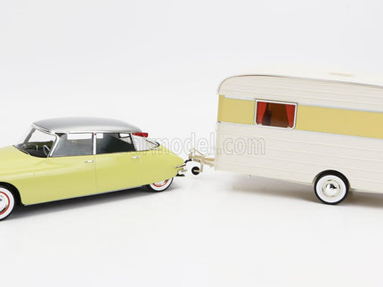 Citroen DS19 With Roulotte 1960 1:18 Norev žltá biela