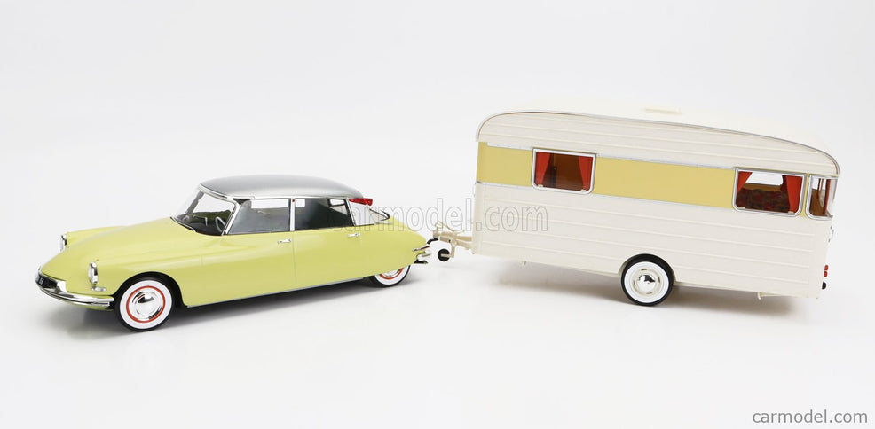Citroen DS19 With Roulotte 1960 1:18 Norev žltá biela