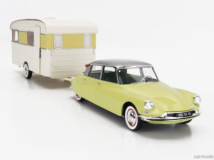 Citroen DS19 With Roulotte 1960 1:18 Norev žltá biela