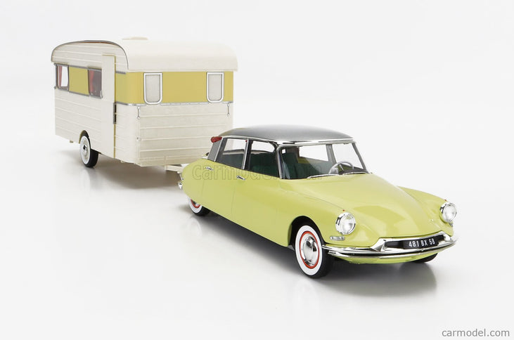 Citroen DS19 With Roulotte 1960 1:18 Norev žltá biela