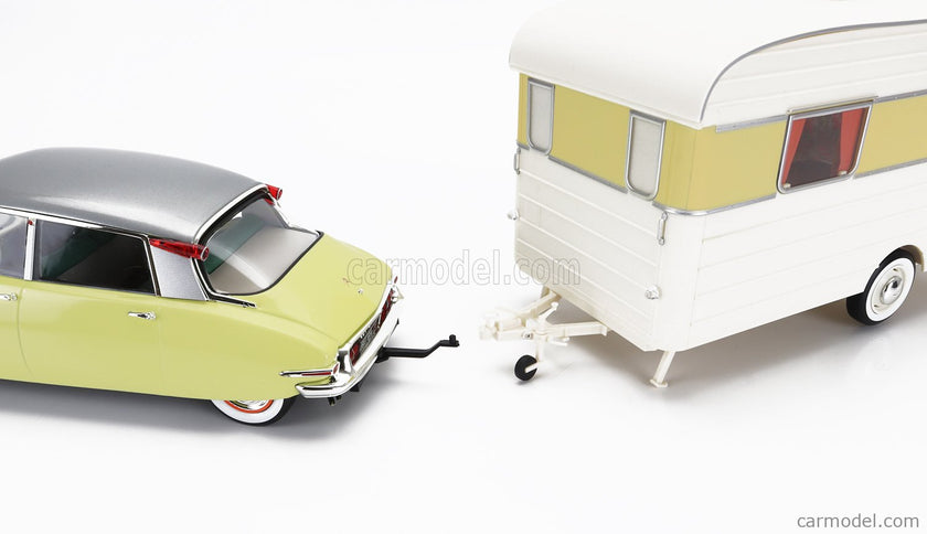 Citroen DS19 With Roulotte 1960 1:18 Norev žltá biela