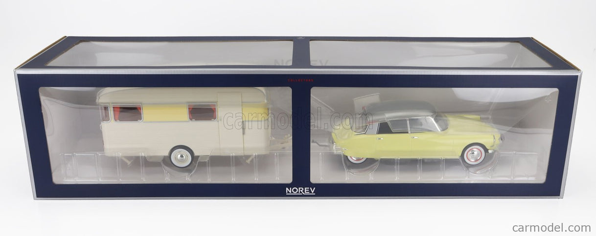 Citroen DS19 With Roulotte 1960 1:18 Norev žltá biela