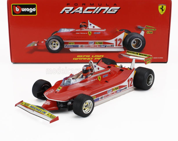 FERRARI | F1  312T4 N 12 WINNER WATKINS GLEN GP USA (WITH PILOT FIGURE AND RAIN WHEELS) 1979 GILLES VILLENEUVE | RED