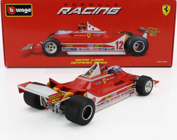 FERRARI | F1  312T4 N 12 WINNER WATKINS GLEN GP USA (WITH PILOT FIGURE AND RAIN WHEELS) 1979 GILLES VILLENEUVE | RED