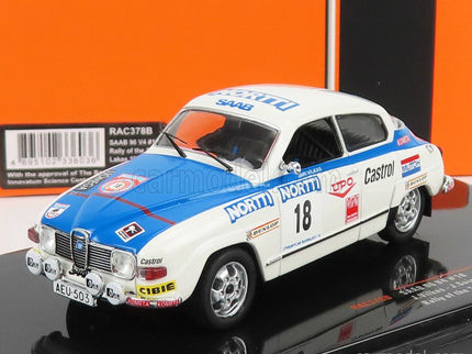 Saab 96 V4 N°18 Rally 1000 Lakes 1976 J.Vilkas - J.Soini 1:43 IXO Models biela modrá