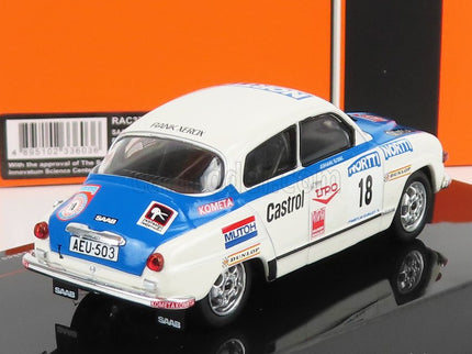 Saab 96 V4 N°18 Rally 1000 Lakes 1976 J.Vilkas - J.Soini 1:43 IXO Models biela modrá