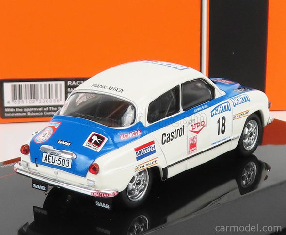 Saab 96 V4 N°18 Rally 1000 Lakes 1976 J.Vilkas - J.Soini 1:43 IXO Models biela modrá