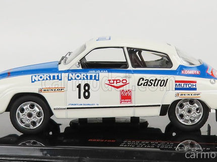 Saab 96 V4 N°18 Rally 1000 Lakes 1976 J.Vilkas - J.Soini 1:43 IXO Models biela modrá