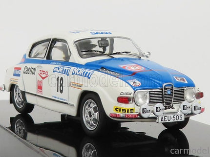 Saab 96 V4 N°18 Rally 1000 Lakes 1976 J.Vilkas - J.Soini 1:43 IXO Models biela modrá