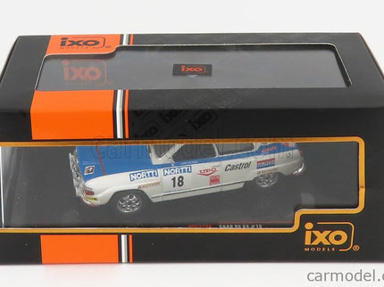 Saab 96 V4 N°18 Rally 1000 Lakes 1976 J.Vilkas - J.Soini 1:43 IXO Models biela modrá