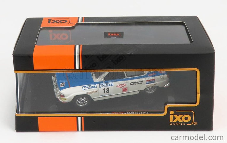 Saab 96 V4 N°18 Rally 1000 Lakes 1976 J.Vilkas - J.Soini 1:43 IXO Models biela modrá