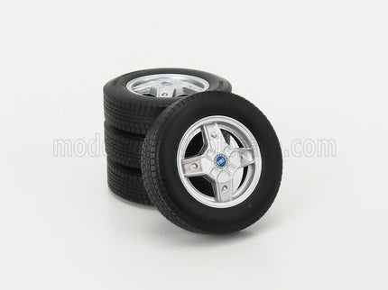 ACCESSORIES | SET 4X WHEELS AND RIMS FOR FIAT 500 ABARTH 1968 | BLACK SILVER