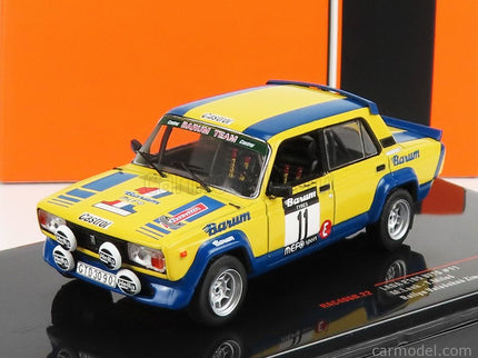 Lada Fiat 2105 Vfts N°11 2. Miesto Rally Valasska Zima 1984 M.Lank - T.Milo 1:43 IXO Models žltá modrá