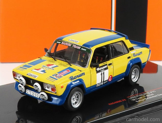 Lada Fiat 2105 Vfts N°11 2. Miesto Rally Valasska Zima 1984 M.Lank - T.Milo 1:43 IXO Models žltá modrá