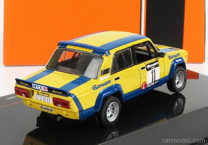 Lada Fiat 2105 Vfts N°11 2. Miesto Rally Valasska Zima 1984 M.Lank - T.Milo 1:43 IXO Models žltá modrá