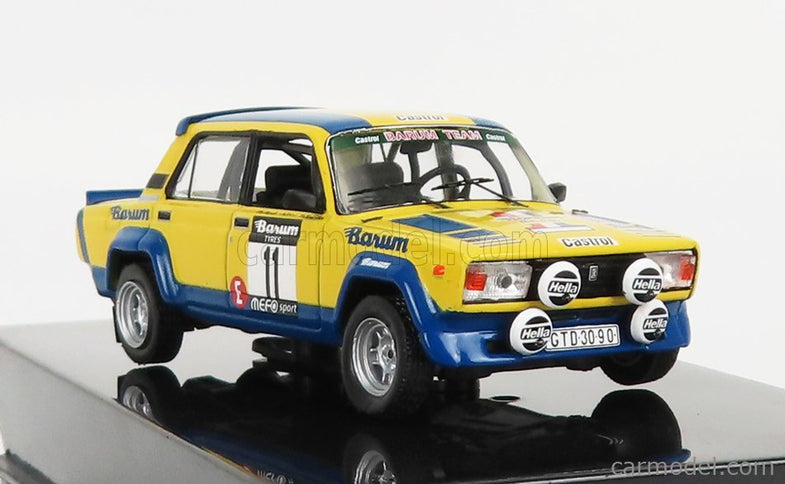Lada Fiat 2105 Vfts N°11 2. Miesto Rally Valasska Zima 1984 M.Lank - T.Milo 1:43 IXO Models žltá modrá
