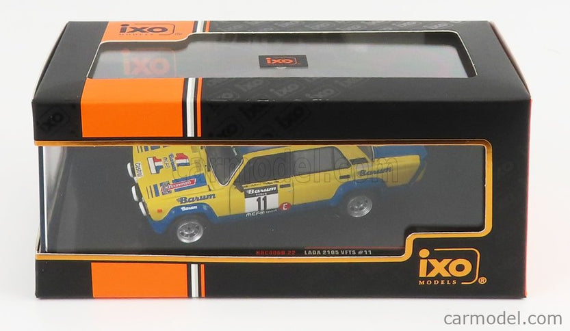 Lada Fiat 2105 Vfts N°11 2. Miesto Rally Valasska Zima 1984 M.Lank - T.Milo 1:43 IXO Models žltá modrá